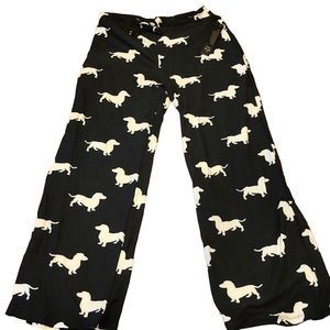 Doggie PJ Pants Dachsund Print WideLeg Brushed Pajama Pant